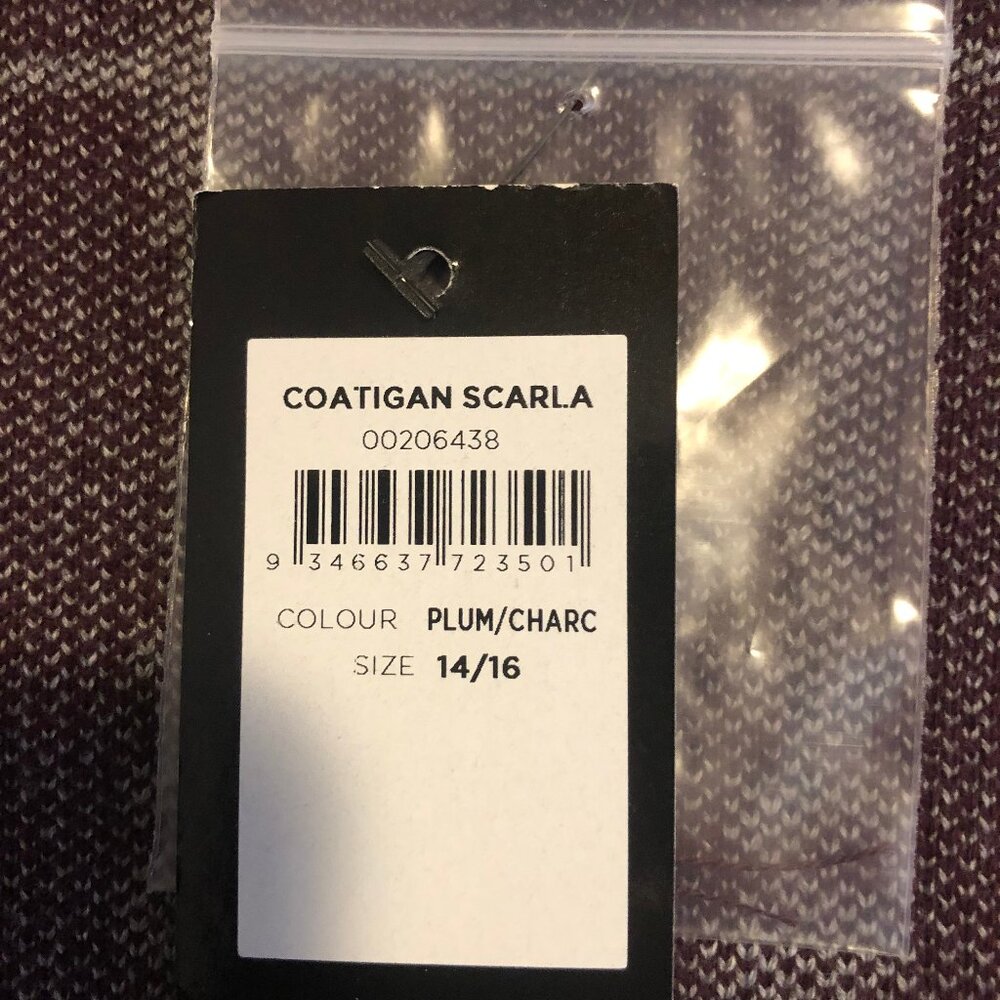 🧥 Avenue “Scarla” Coatigan – Plum & Charcoal | Size 14/16 - Picture 11 of 15